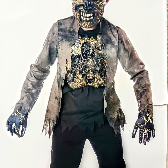Extreme Scorched Zombie Deluxe Costume CHILD Sz S Lights& Scary Sound Halloween - Picture 5 of 17